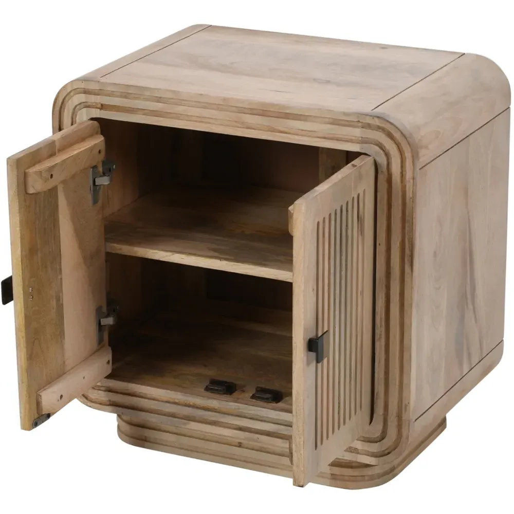 Hudson 2 Door Carved Mango Wood Mini Sideboard - Brown