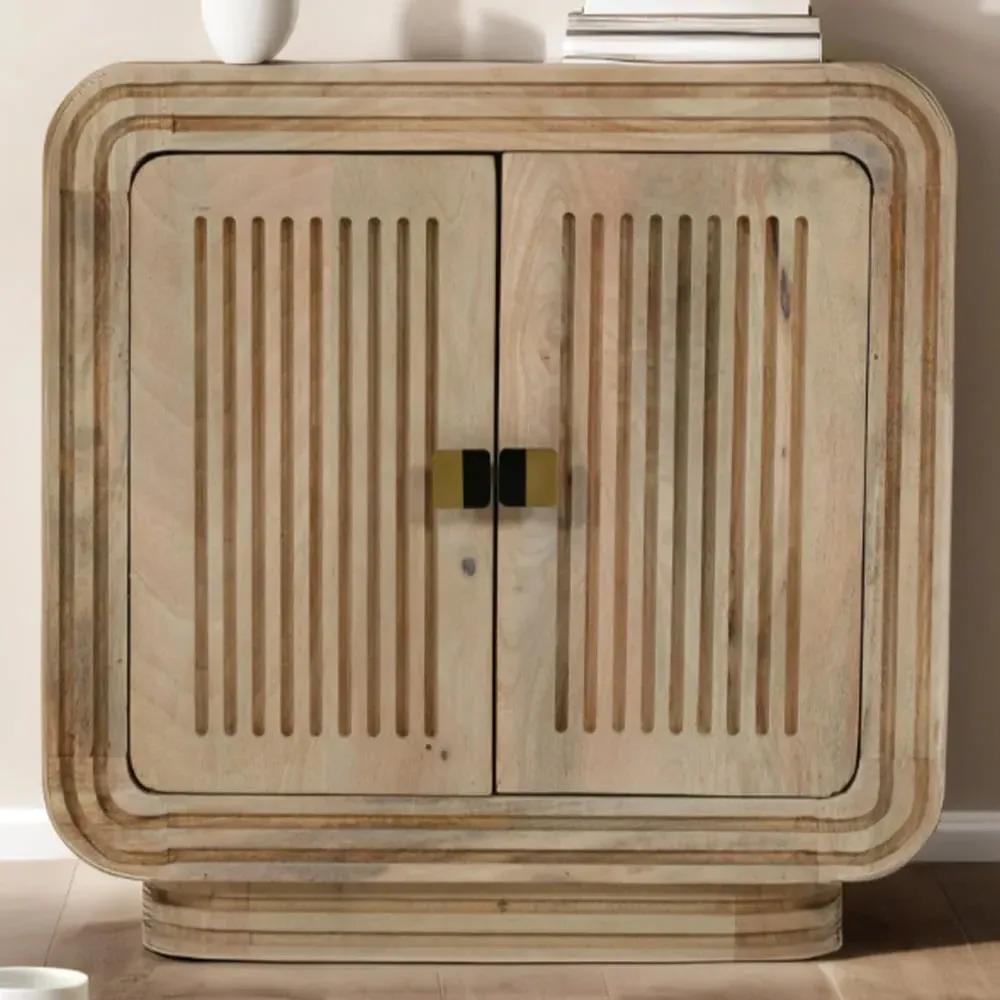 Hudson 2 Door Carved Mango Wood Mini Sideboard - Brown