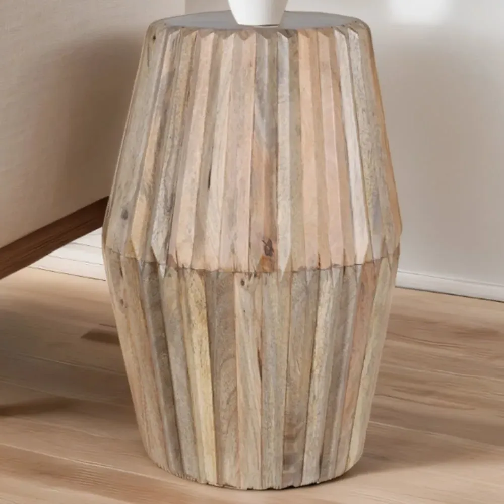 Hudson Carved Mango Wood Side Table - Brown image