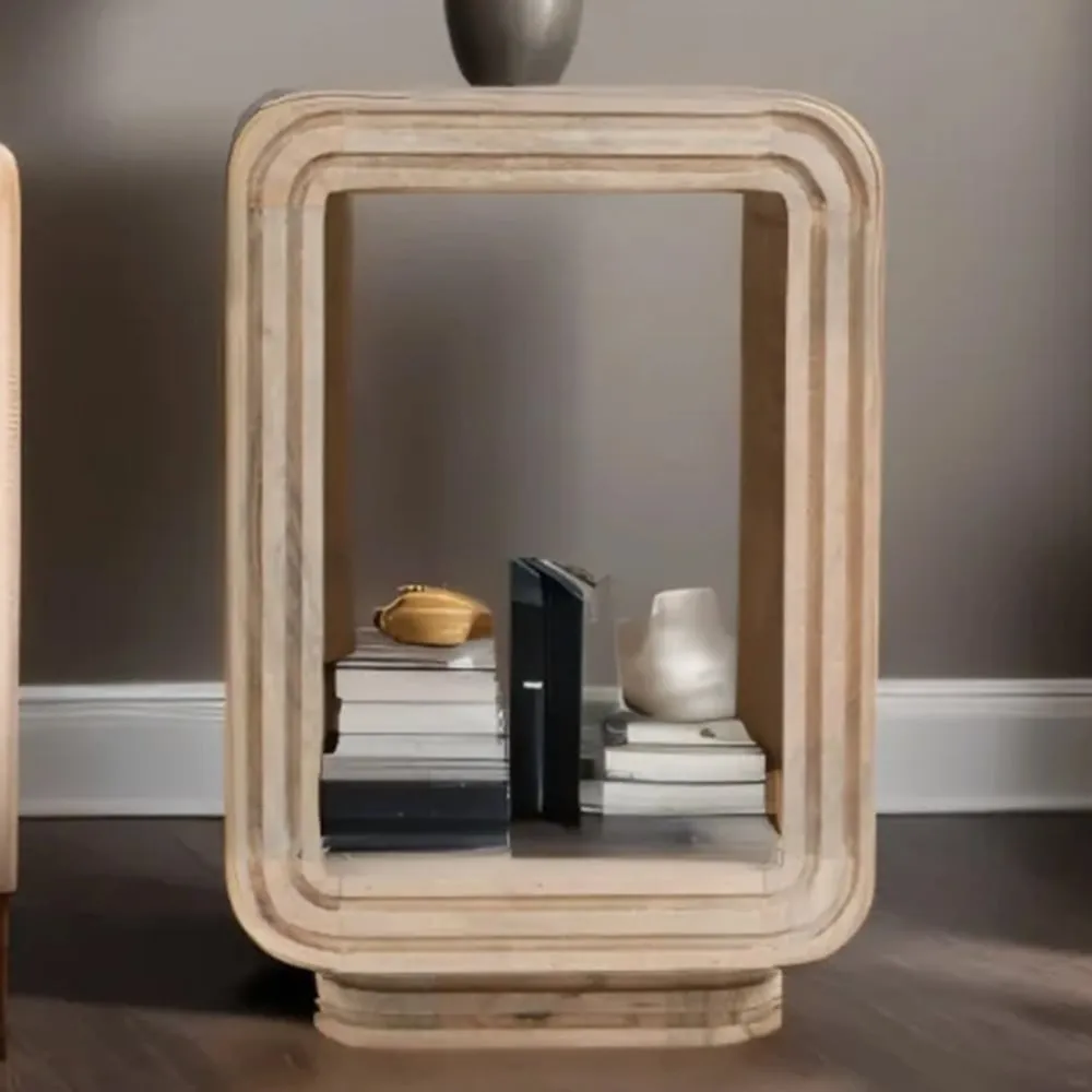 Hudson Single Shelf Carved Mango Wood Side Table - Brown