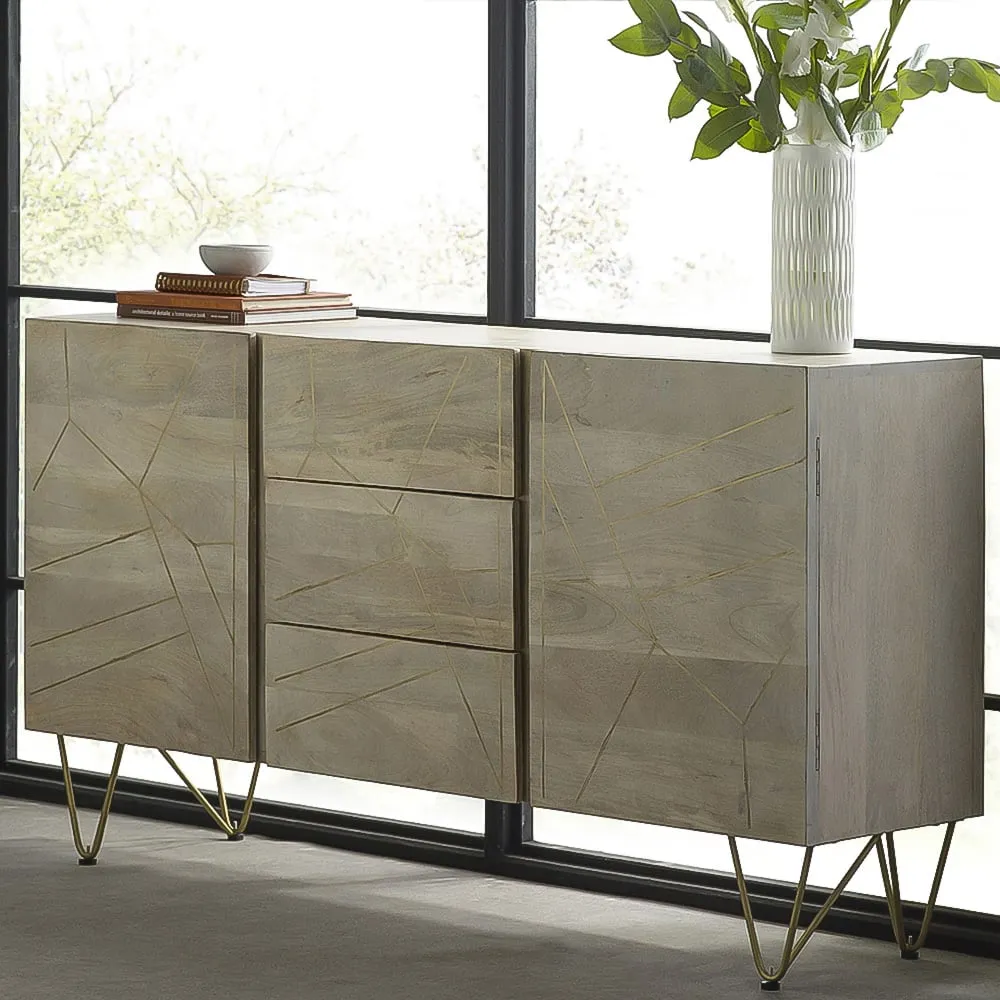 Huyen 2 Door 3 Drawer Extra Large Sideboard - Brown, Wood