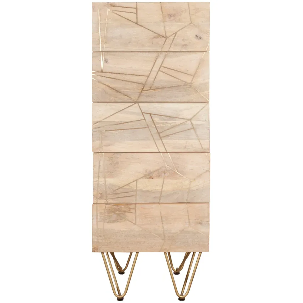 Huyen 5 Drawer Tall Chest of Drawers - Light Gold, Wood