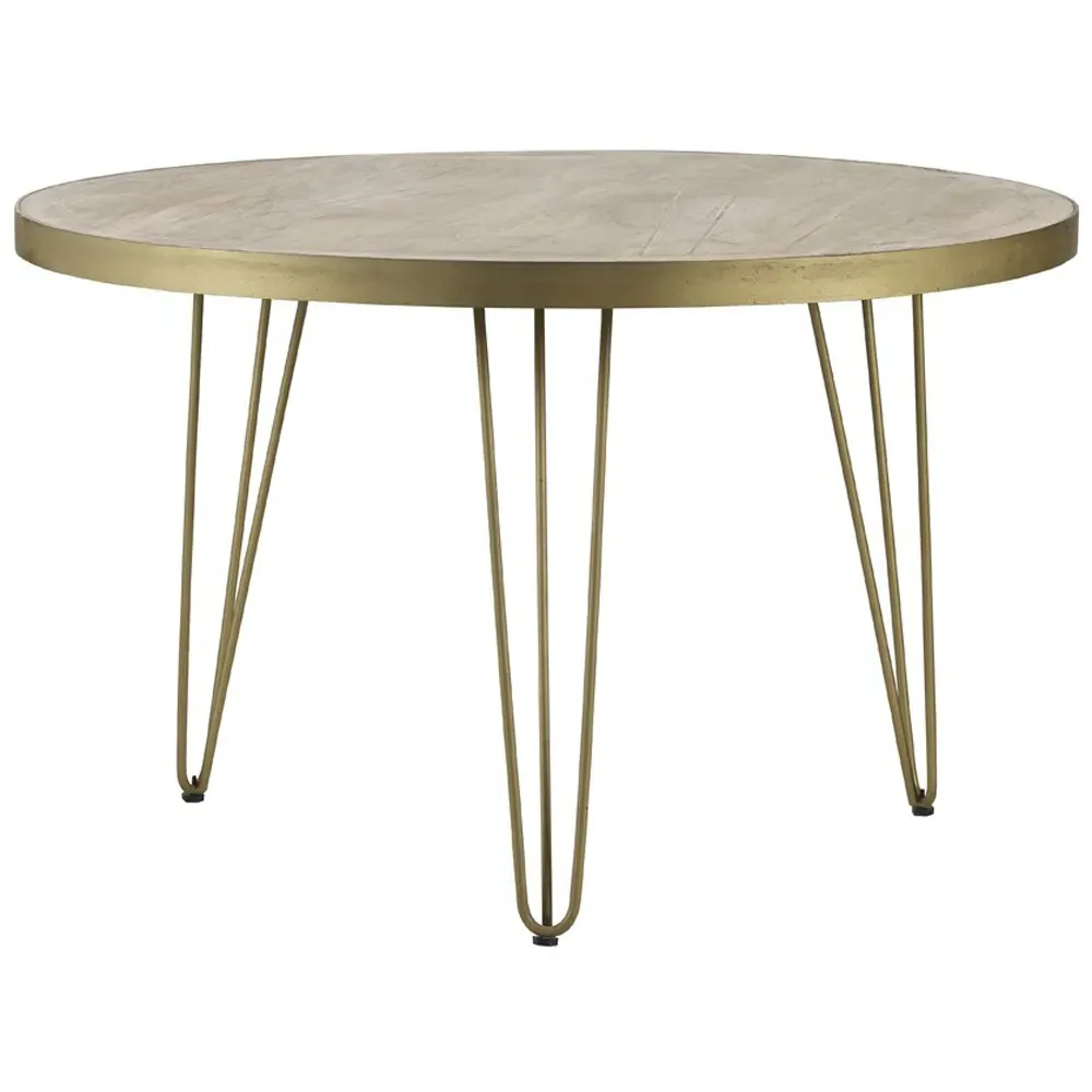 Huyen 6-Seater Round Dining Table - Light Gold, Wood