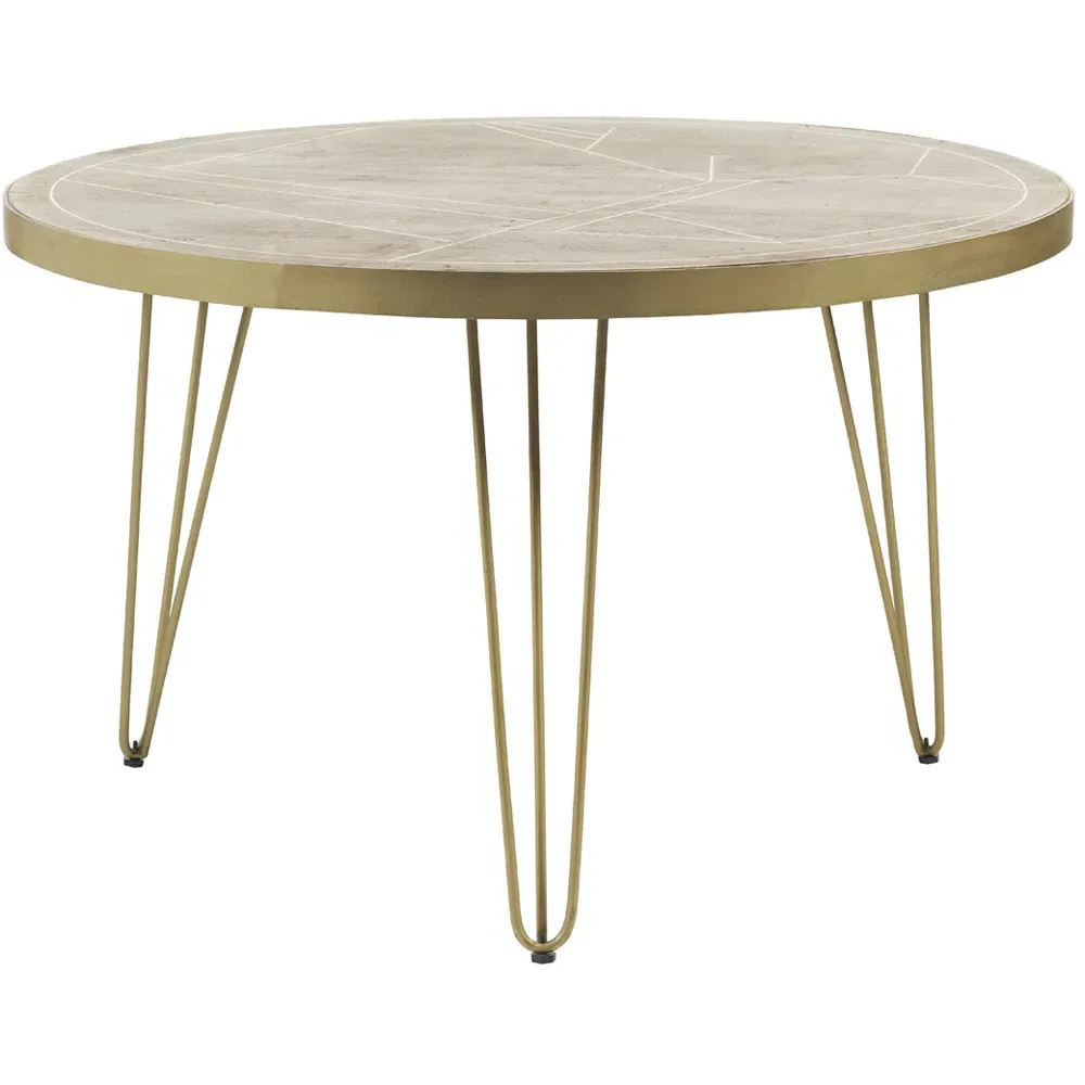 Huyen 6-Seater Round Dining Table - Light Gold, Wood