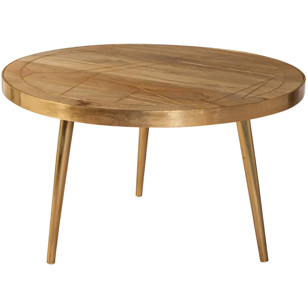 Huyen Round Coffee Table - Light Gold, Wood