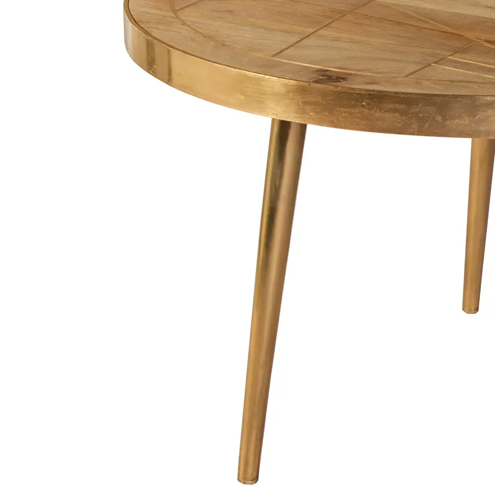 Huyen Round Coffee Table - Light Gold, Wood