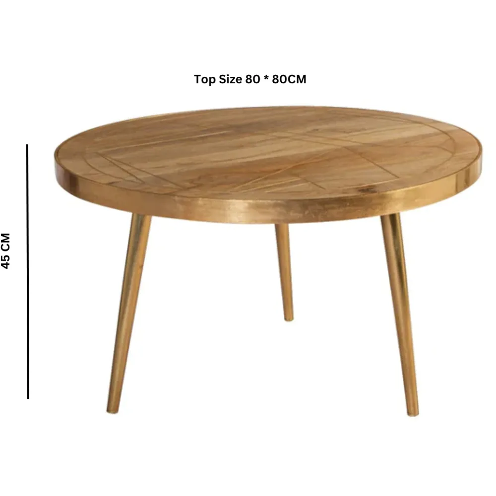 Huyen Round Coffee Table - Light Gold, Wood