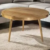 Huyen Round Coffee Table - Light Gold, Wood