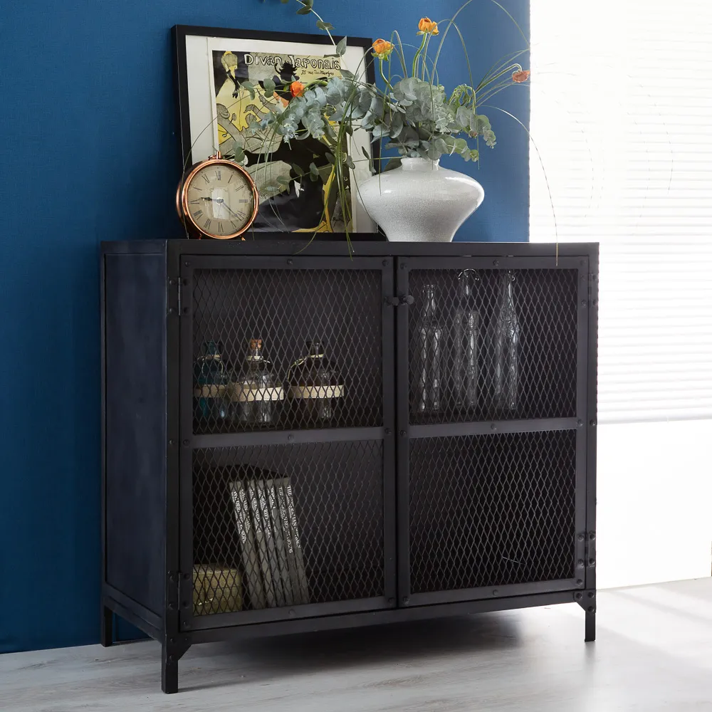 Kair 2 Door Small Sideboard - Brown, Iron