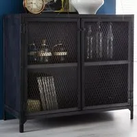 Kair 2 Door Small Sideboard - Brown, Iron
