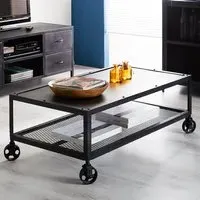 Kair Single Shelf Coffee Table - Brown, Iron