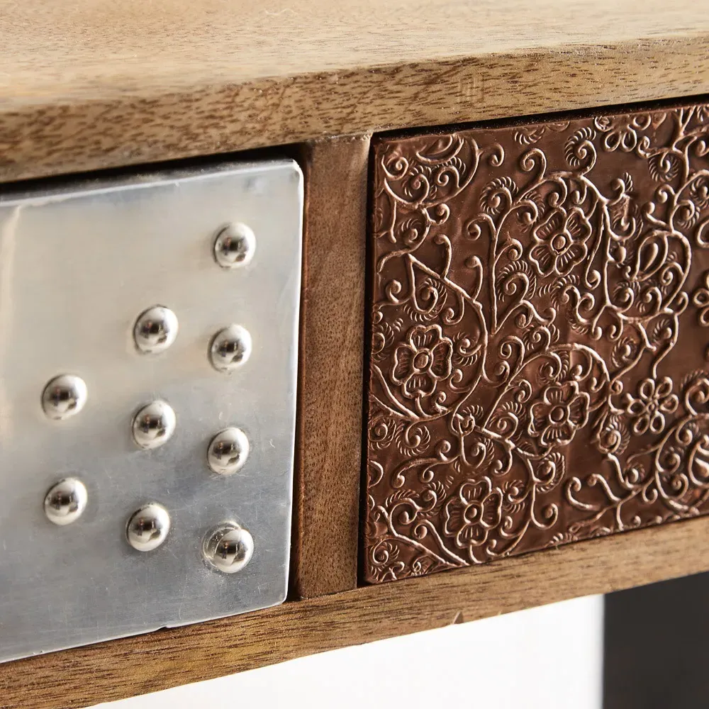 Monaco 2 Drawer Console Table - Brown, Metal