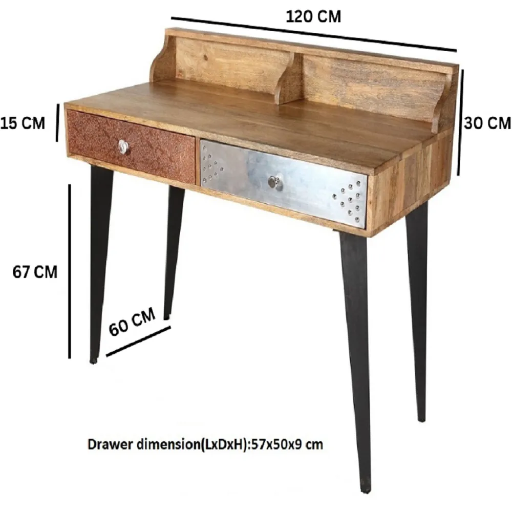 Monaco 2 Drawer Console Table - Brown, Metal