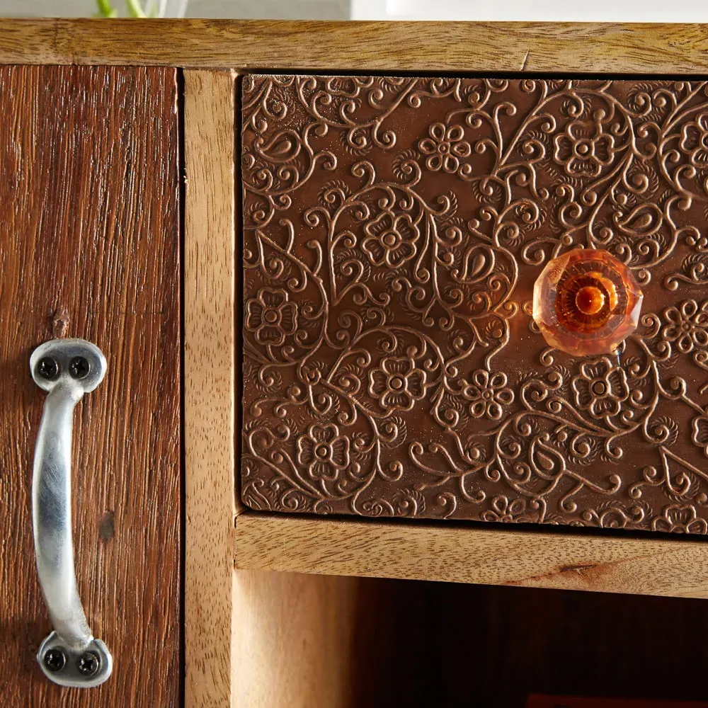 Monaco 3 Door 3 Drawer Large Sideboard - Brown, Metal