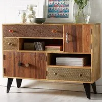 Monaco 3 Door 3 Drawer Large Sideboard - Brown, Metal