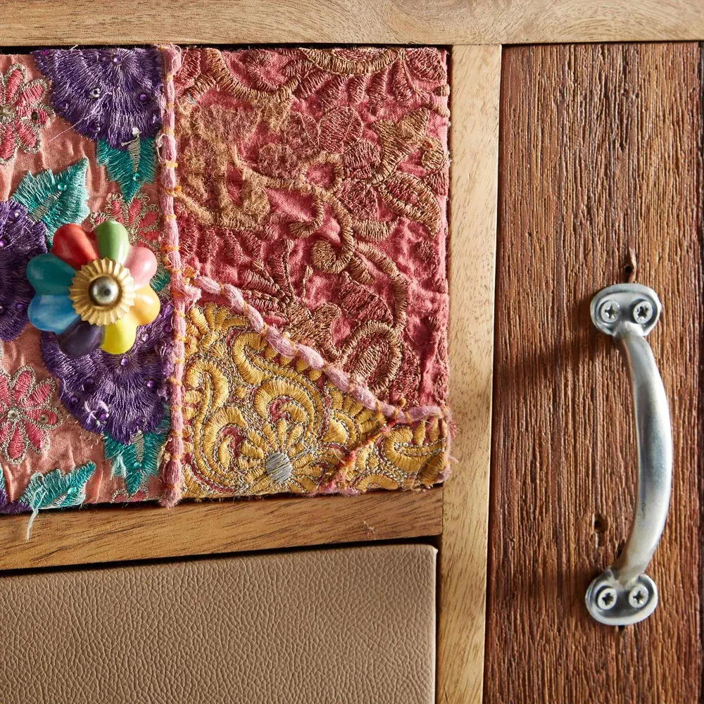 Monaco 3 Door 4 Drawer Large Sideboard - Brown, Metal