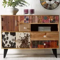 Monaco 3 Door 4 Drawer Large Sideboard - Brown, Metal