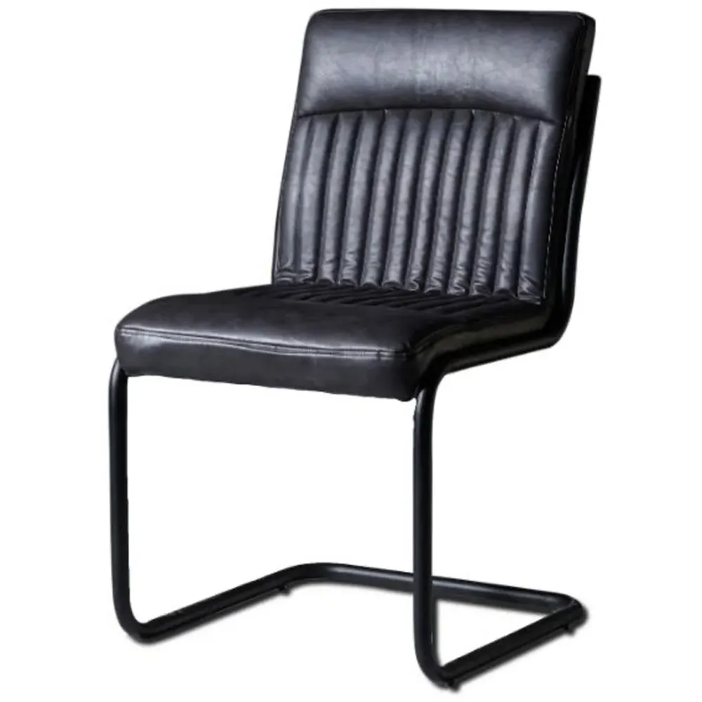 Napoli Set of 2 Dining Chairs - Dark Grey, PU Leather