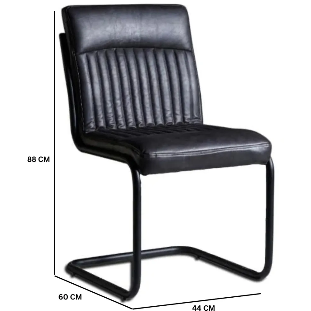 Napoli Set of 2 Dining Chairs - Dark Grey, PU Leather