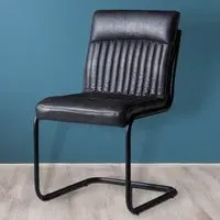 Napoli Set of 2 Dining Chairs - Dark Grey, PU Leather