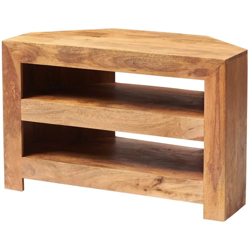 Napoli Toko 2 Shelf Corner TV Unit - Brown, Mango