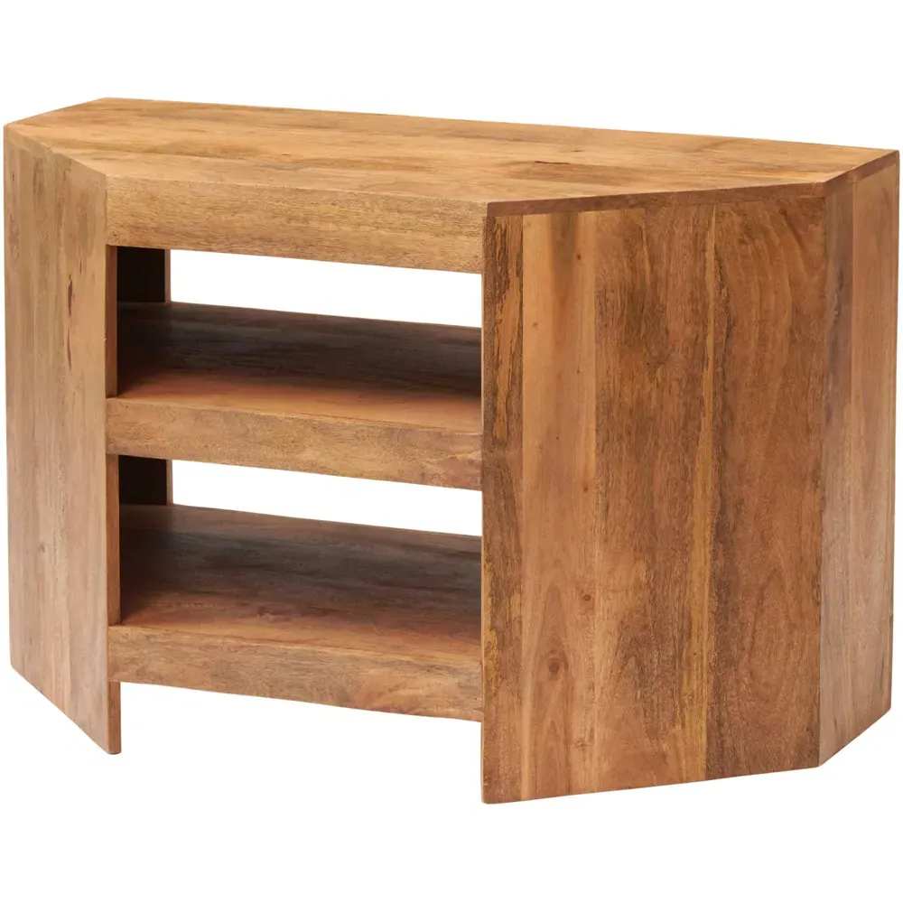 Napoli Toko 2 Shelf Corner TV Unit - Brown, Mango