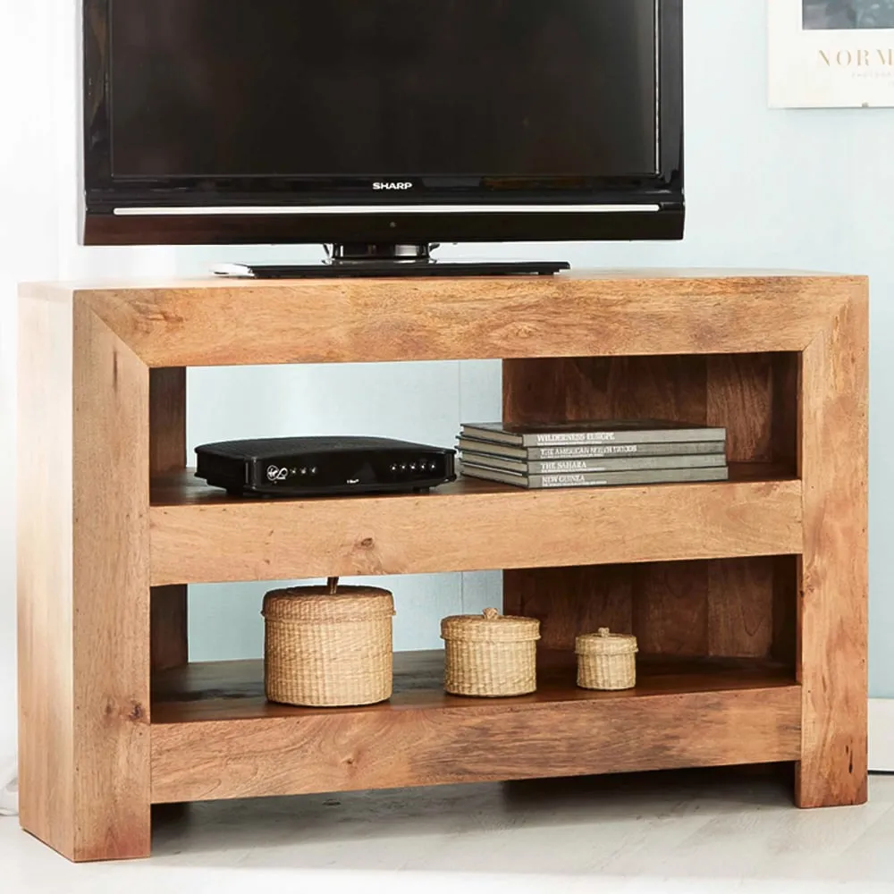Napoli Toko 2 Shelf Corner TV Unit - Brown, Mango