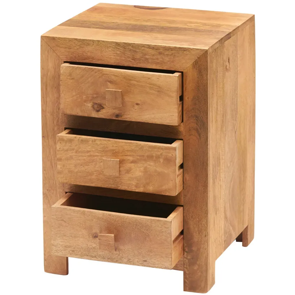 Napoli Toko 3 Drawer Bedside Table - Brown, Mango