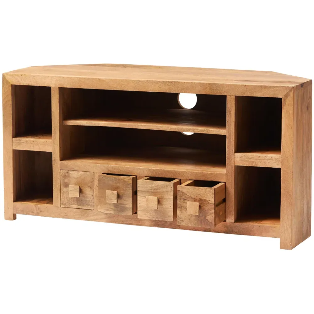Napoli Toko Corner TV Unit with Storage - Brown, Mango