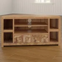 Napoli Toko Corner TV Unit with Storage - Brown, Mango