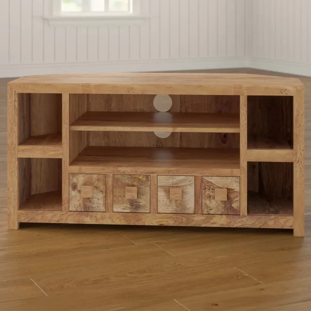 Napoli Toko Corner TV Unit with Storage - Brown, Mango