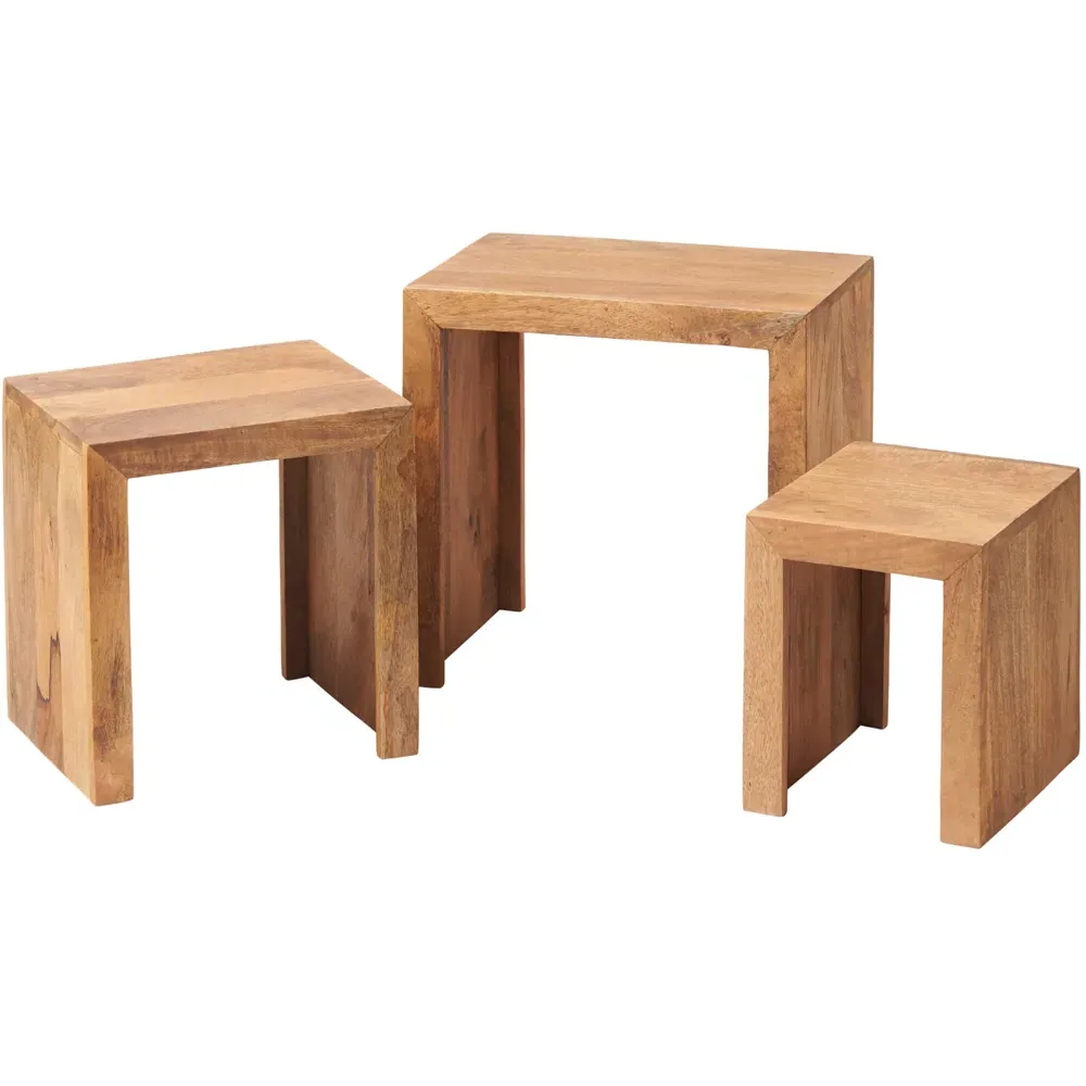 Napoli Toko Nest of Tables Set of 3 - Brown, Mango
