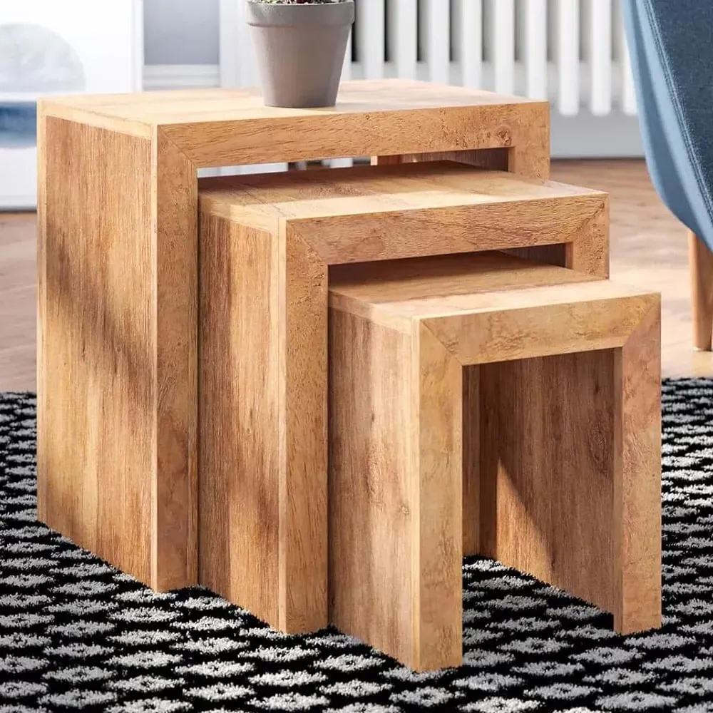 Napoli Toko Nest of Tables Set of 3 - Brown, Mango image