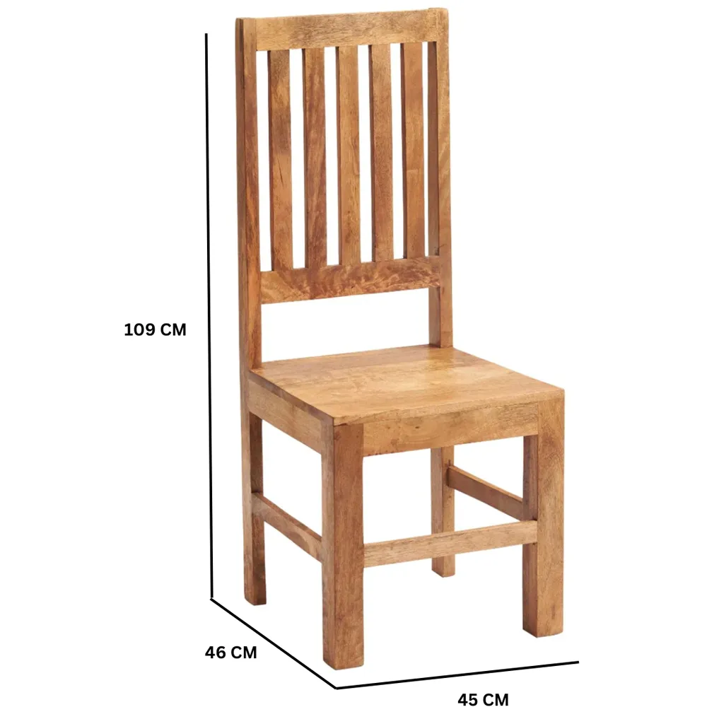 Napoli Toko Set of 2 Slat Back Dining Chair - Brown, Mango