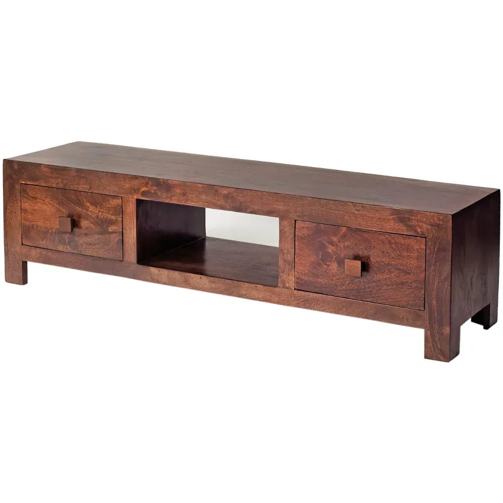Nihash Toko 2 Drawer Media Unit - Dark Mango