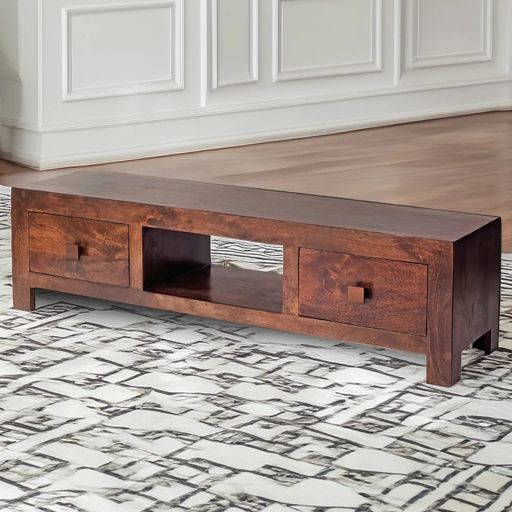 Nihash Toko 2 Drawer Media Unit - Dark Mango