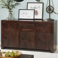 Nihash Toko 3 Door 3 Drawer Sideboard - Brown, Mango Wood