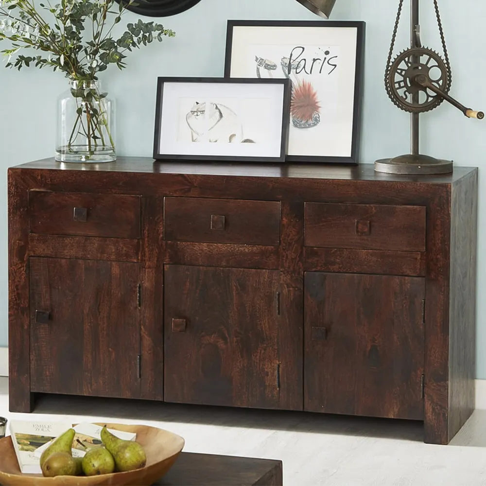 Nihash Toko 3 Door 3 Drawer Sideboard - Brown, Mango Wood