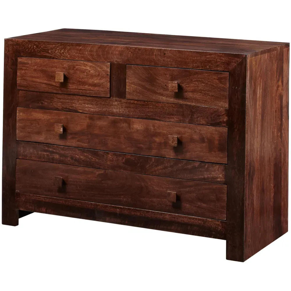 Nihash Toko 4 Drawer Dressing Chest - Brown, Mango Wood