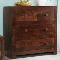 Nihash Toko 4 Drawer Dressing Chest - Brown, Mango Wood