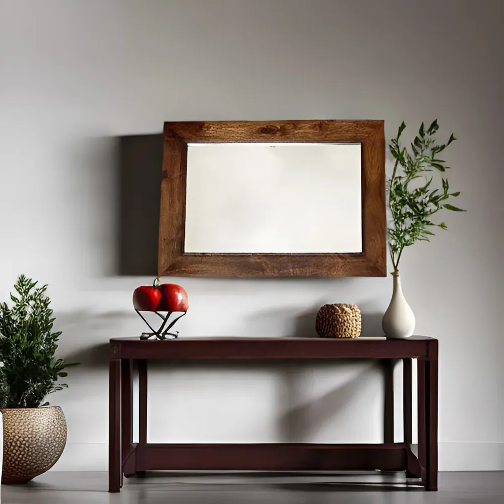 Nihash Toko Mirror - Brown, Mango Wood