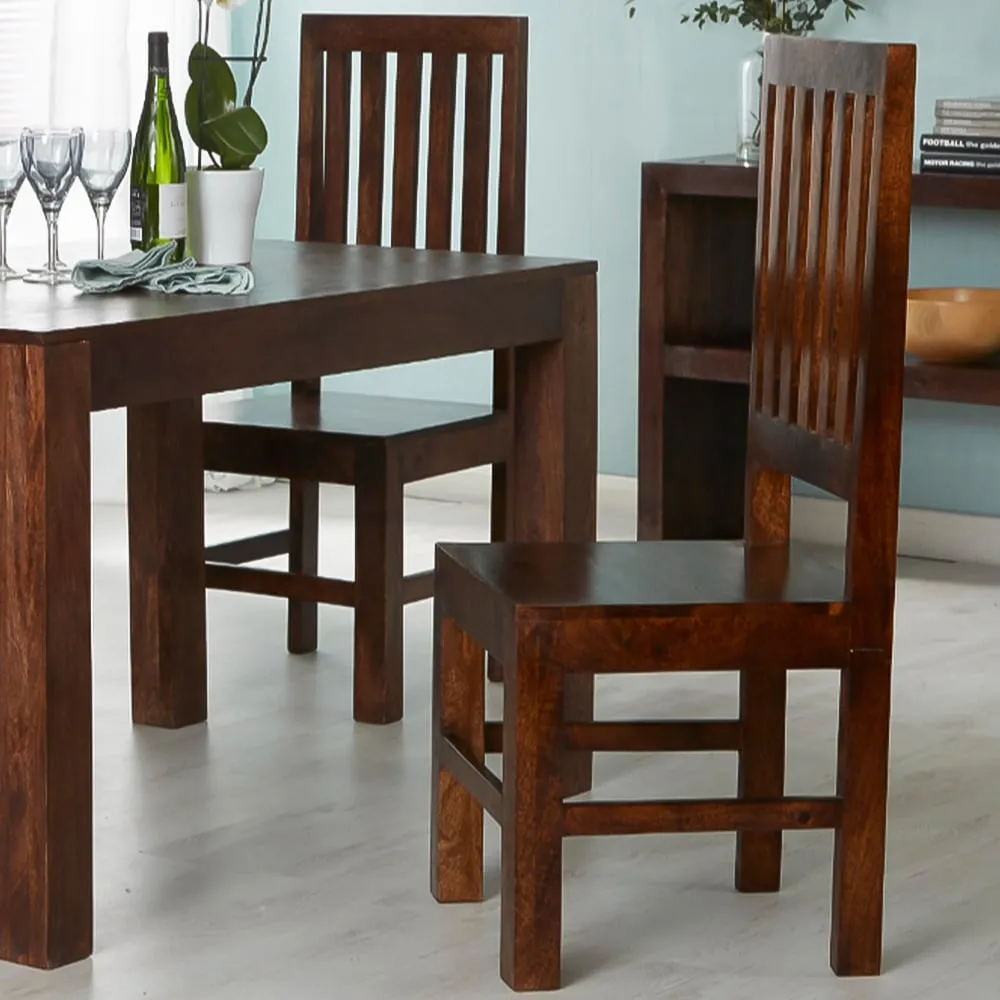 Nihash Toko Slat Back Chairs Set of 2 - Brown, Mango Wood