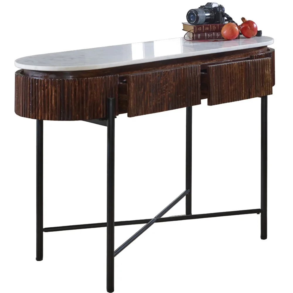 Opal 2 Drawer Console Table - Brown, Marble