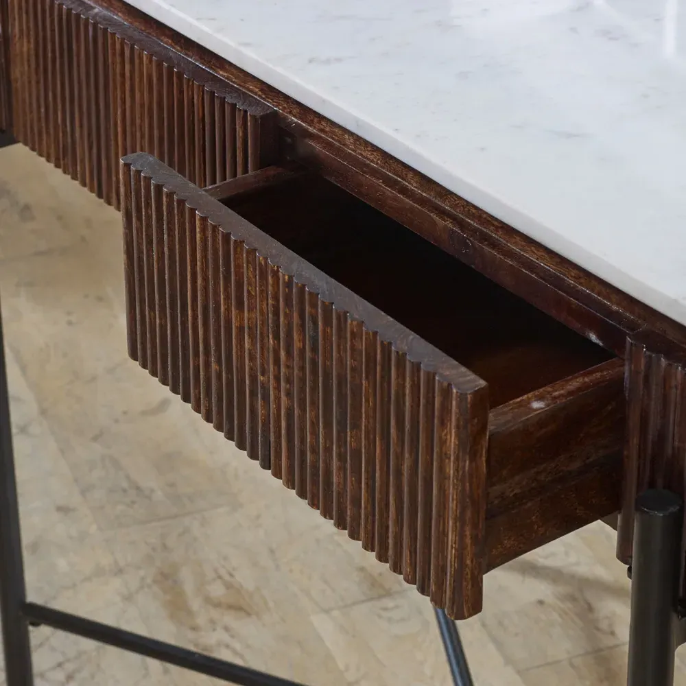Opal 2 Drawer Console Table - Brown, Marble