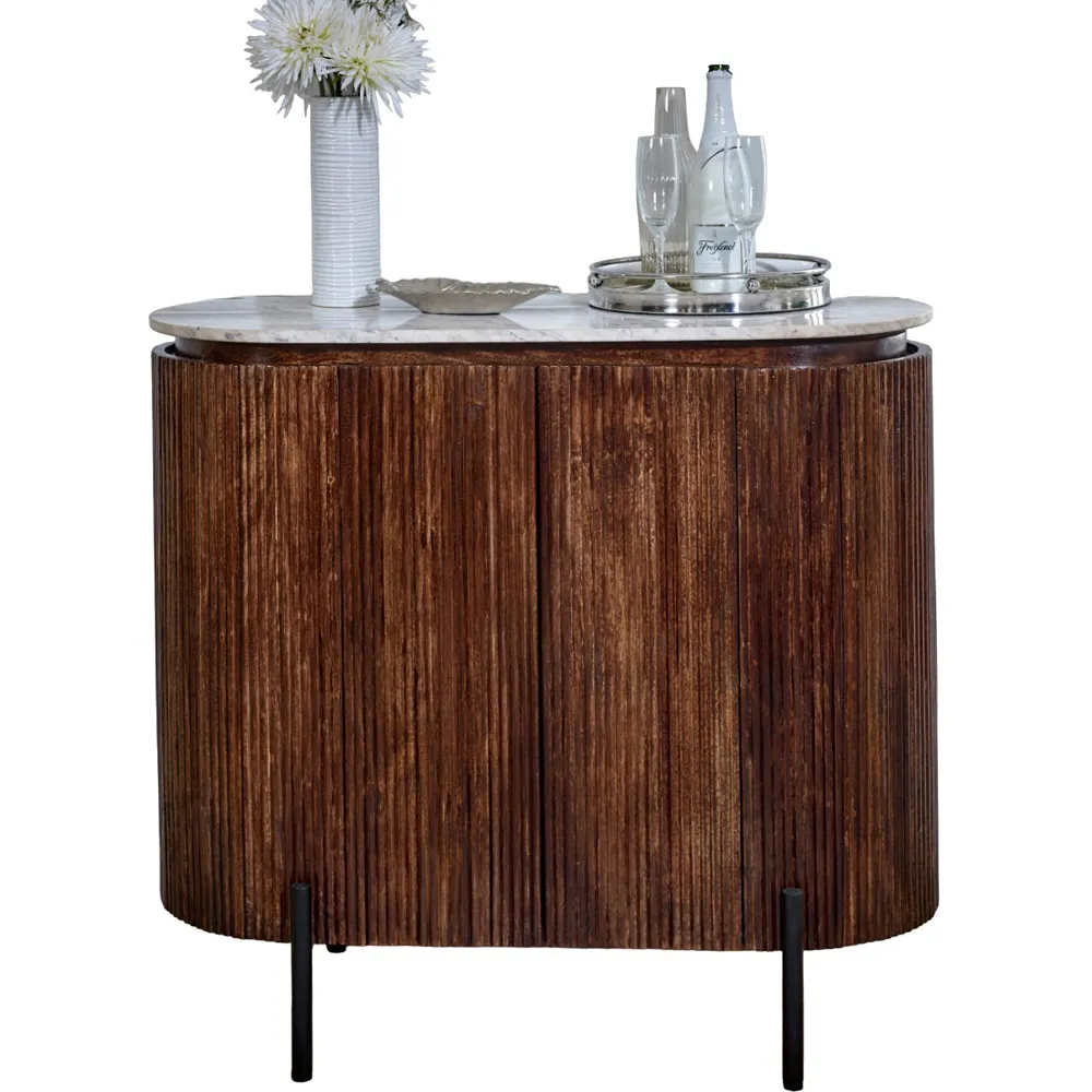 Opal 4 Door Drinks Cabinet - Brown, Marble