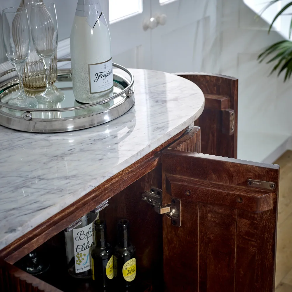 Opal 4 Door Drinks Cabinet - Brown, Marble