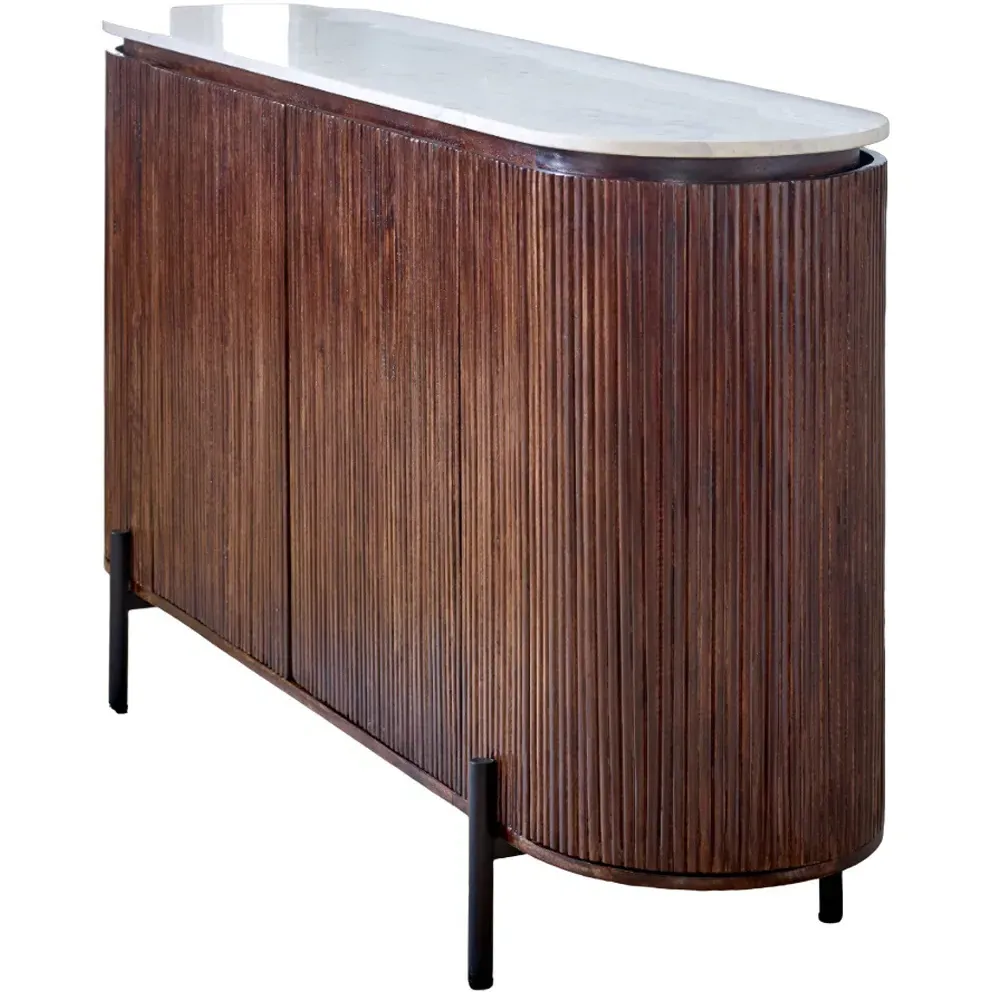 Opal 4 Door Sideboard with Marble Top - Brown, Mango Wood