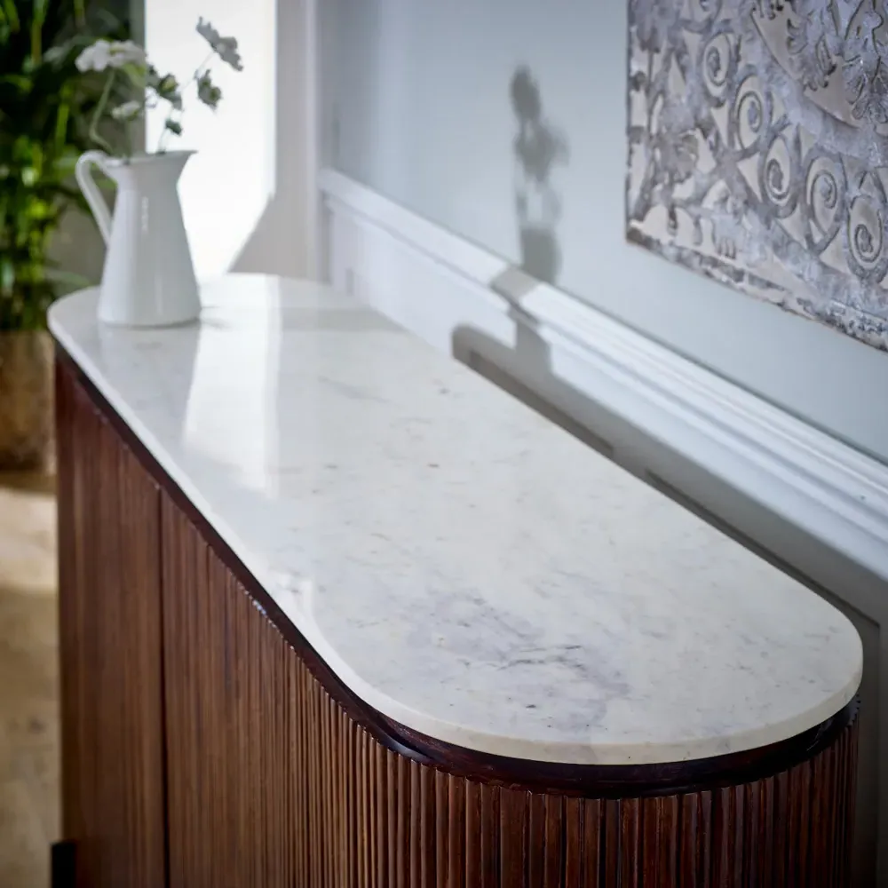 Opal 4 Door Sideboard with Marble Top - Brown, Mango Wood