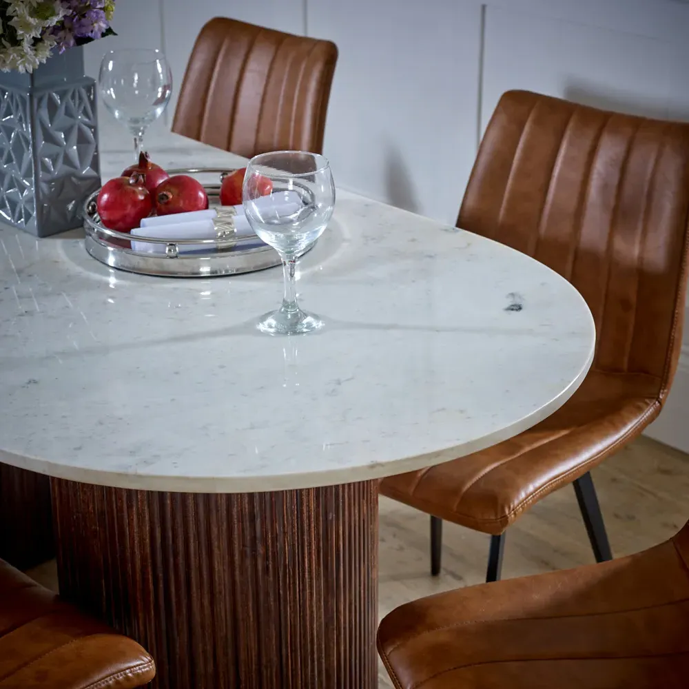 Opal 6-Seater Dining Table - Brown, Marble