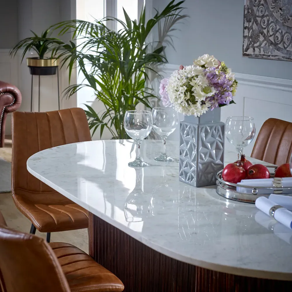 Opal 6-Seater Dining Table - Brown, Marble